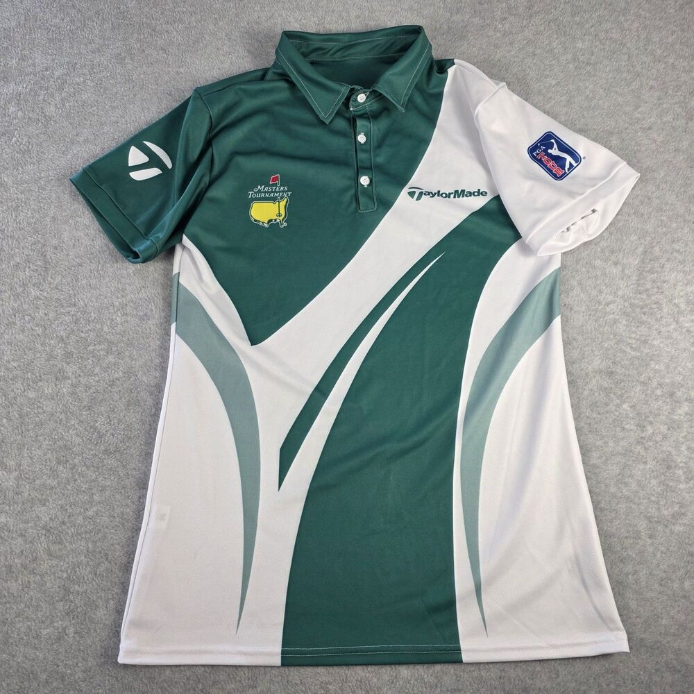 TaylorMade Masters Tournament Polo Shirt Women’s M Green White PGA Tour Golf